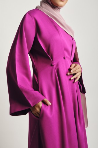 Zafrah Pleated Abaya Dress Violet Purple
